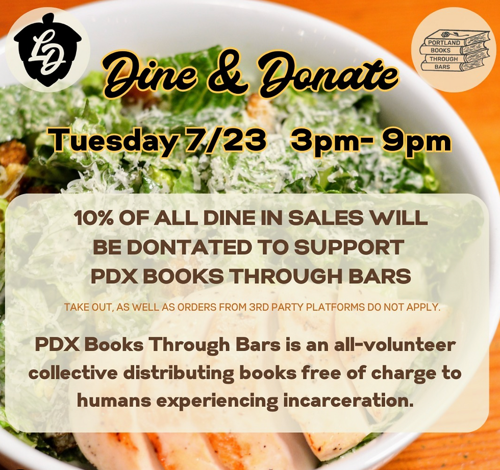 Dine and Donate for PDX Books Through Bars