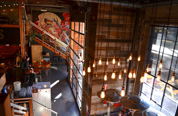 Portland location with view of the mural and lighting