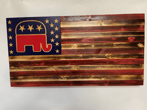Republican Party Wood  Political Flag by Jack Dalton