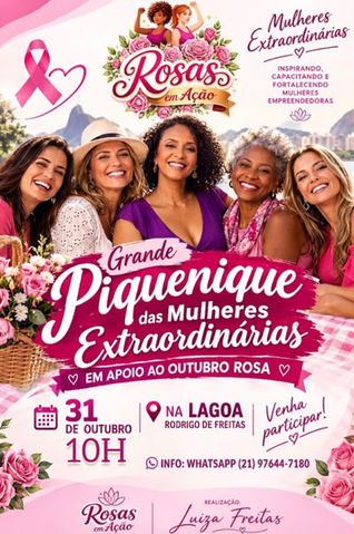 Rosas em Ação promove grande piquenique de mulheres na Lagoa em apoio ao Outubro Rosa