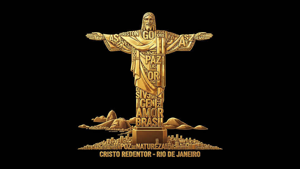 High angle view of the Christ the Redeemer statue overlooking Rio de Janeiro