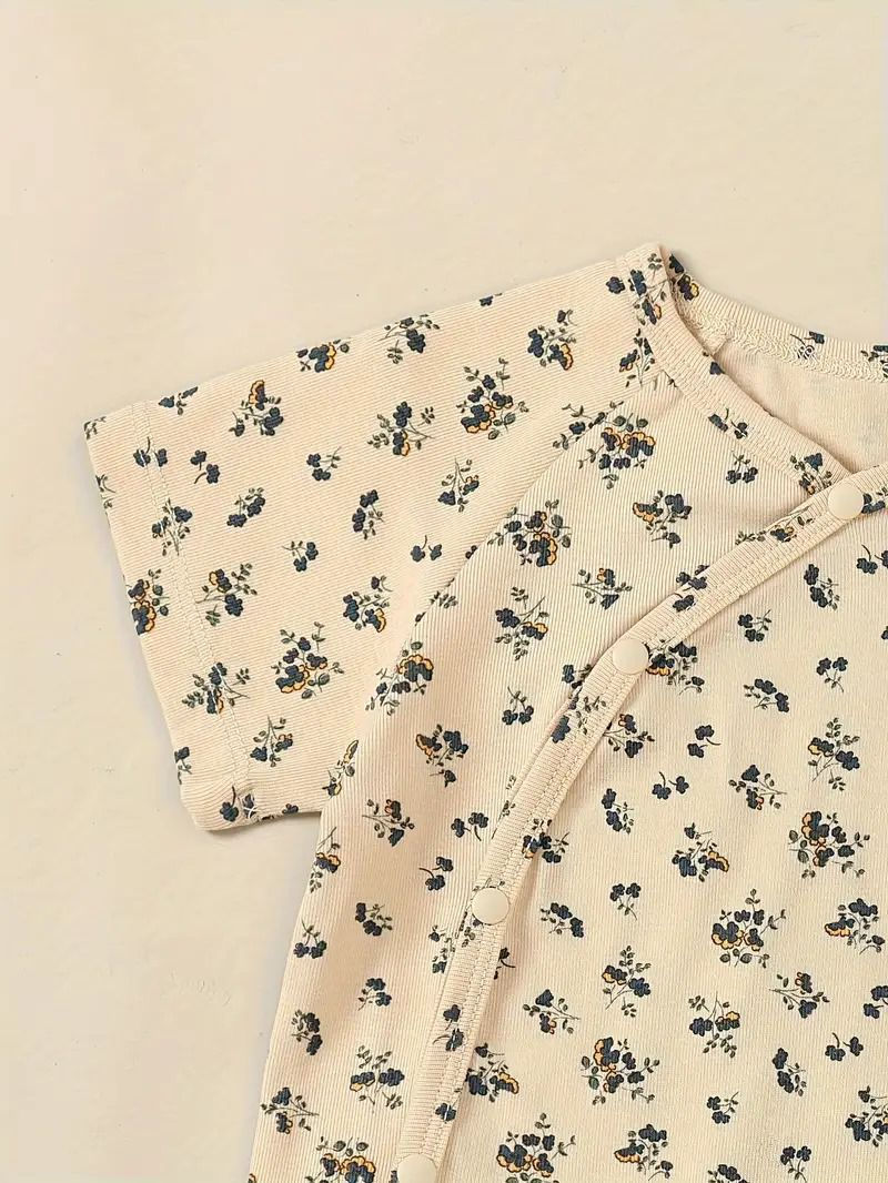 Thumbnail: Baby's Floral Pattern Cotton Short Sleeve Bodysuit