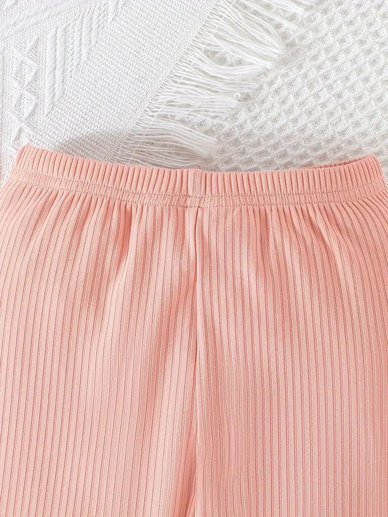 Thumbnail: Baby Girls Lace Up Short Sleeve Flower Embroidered Round Neck Set For Summer