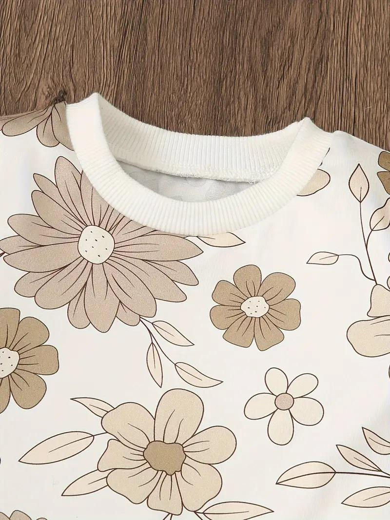 Thumbnail: Adorable Baby Girls Cartoon Flower 2-Piece Outfit Set - Brightly Printed T-Shirt