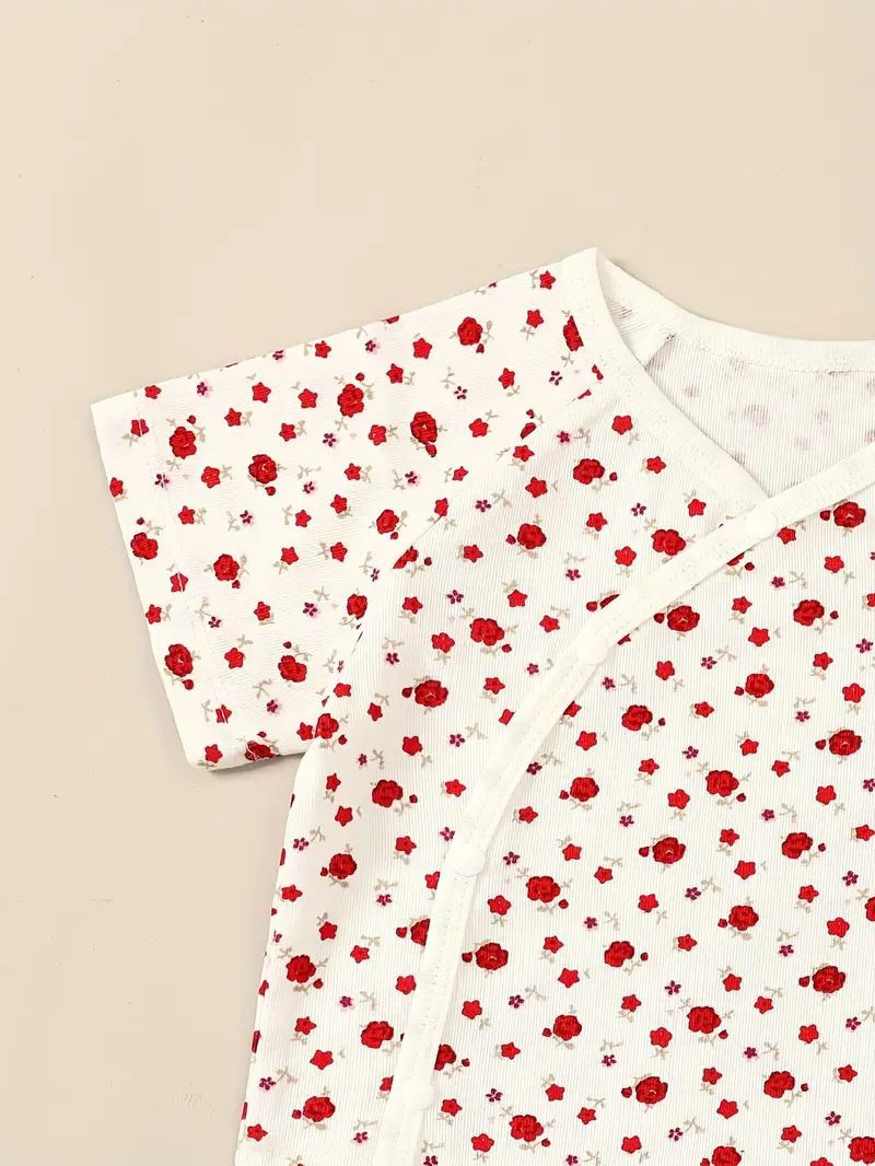 Thumbnail: RED Cartoon Fruit Pattern Cotton Short Sleeve Bodysuit