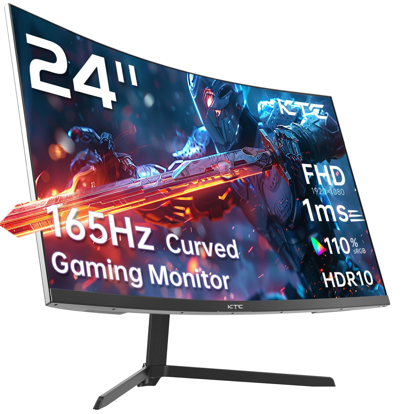 KTC 24 inch 1500R Curved Gaming Monitor 165Hz 1ms FHD 1080p VA Tilt Adaptive Syn