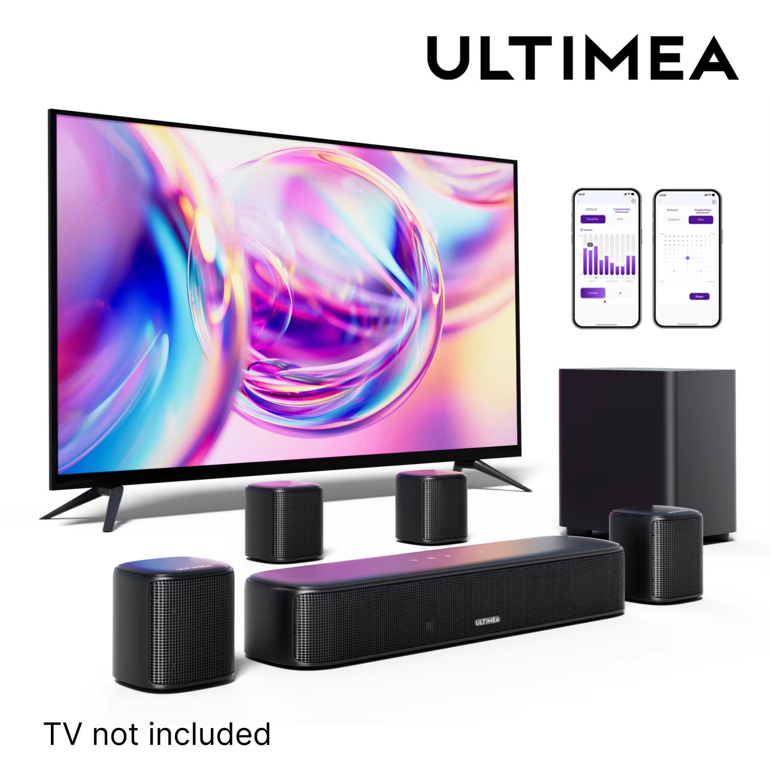 ULTIMEA 7.1 Channel Sound Bar System for TV with 4 Surround Speakers, App Contro