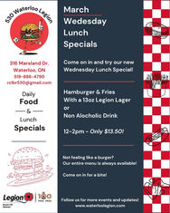 (Wed - Mar) Wednesday Lunch Specials