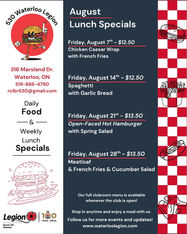 (AUGUST) Friday Lunch Specials