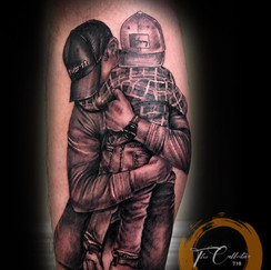 father and son portrait tattoo