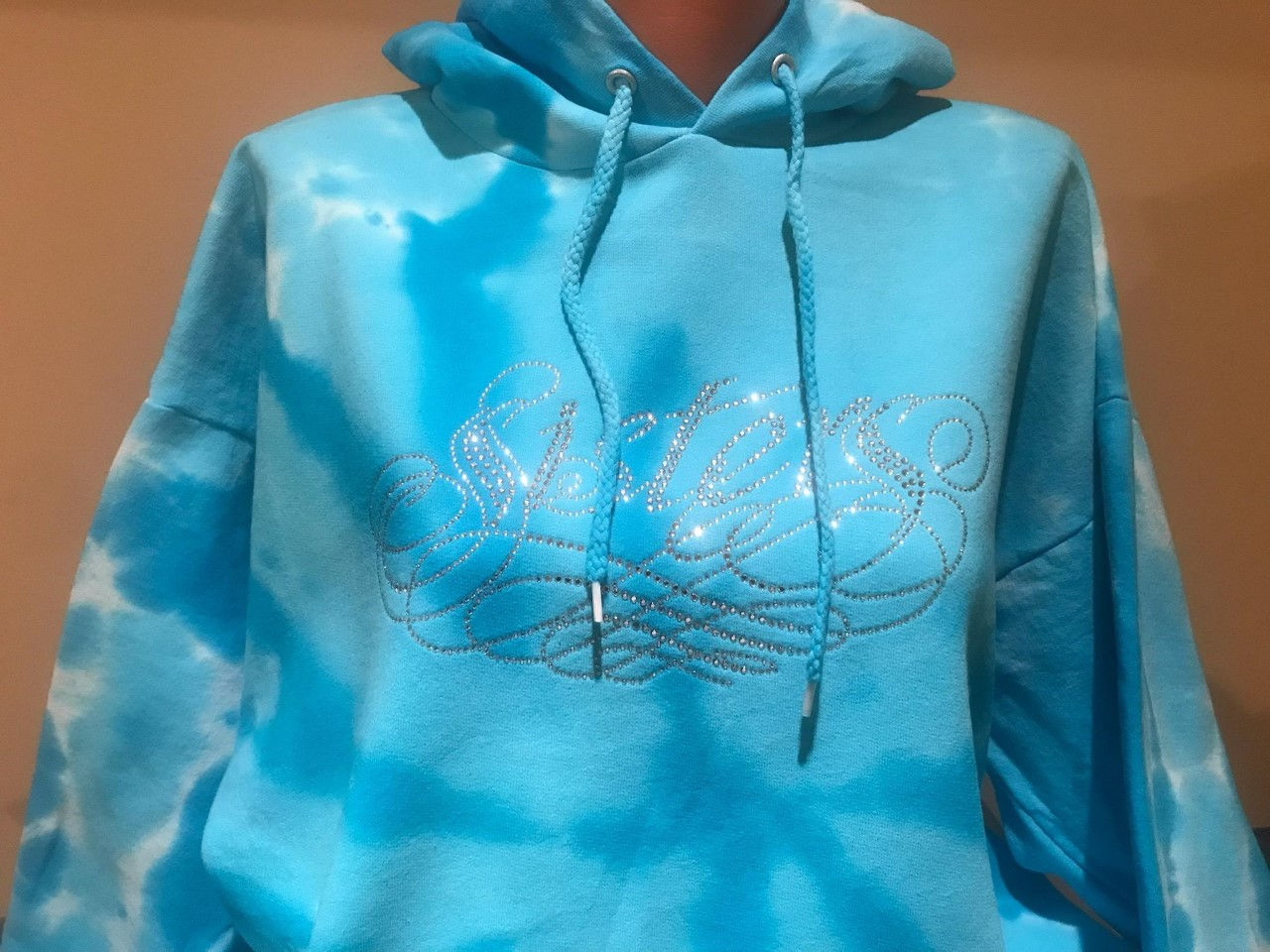 2022 Sisters Tiffany Blue Bling Tie-Dye Hoodie
