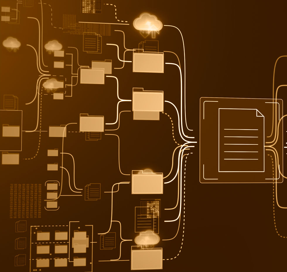 AI Art, Datenströme, viele Dateien gehen in eine über