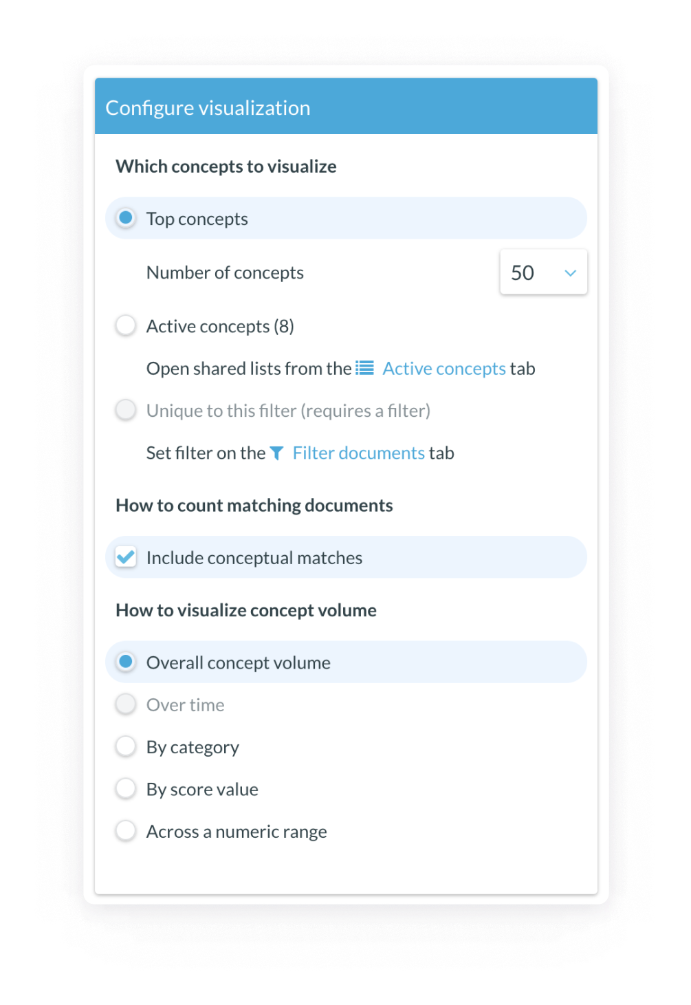 configure visualization panel