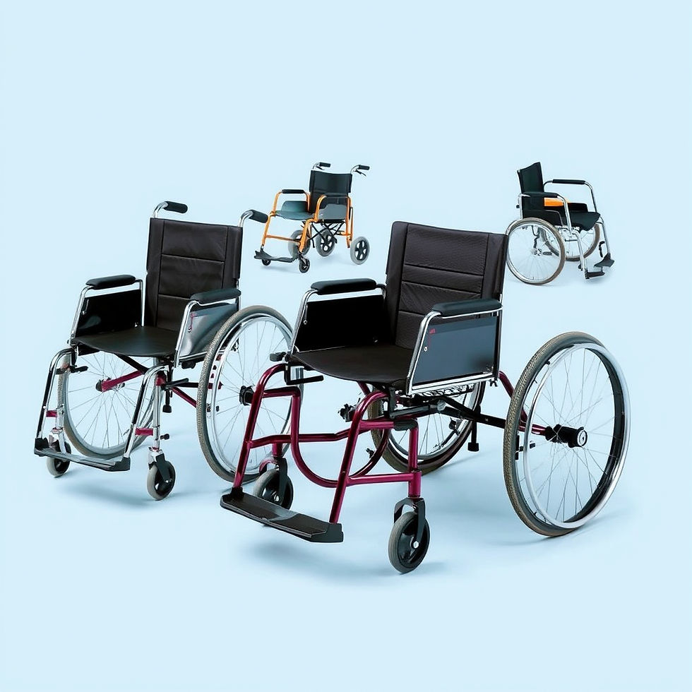 Wheelchairs (standard, folding, transport types) no texts