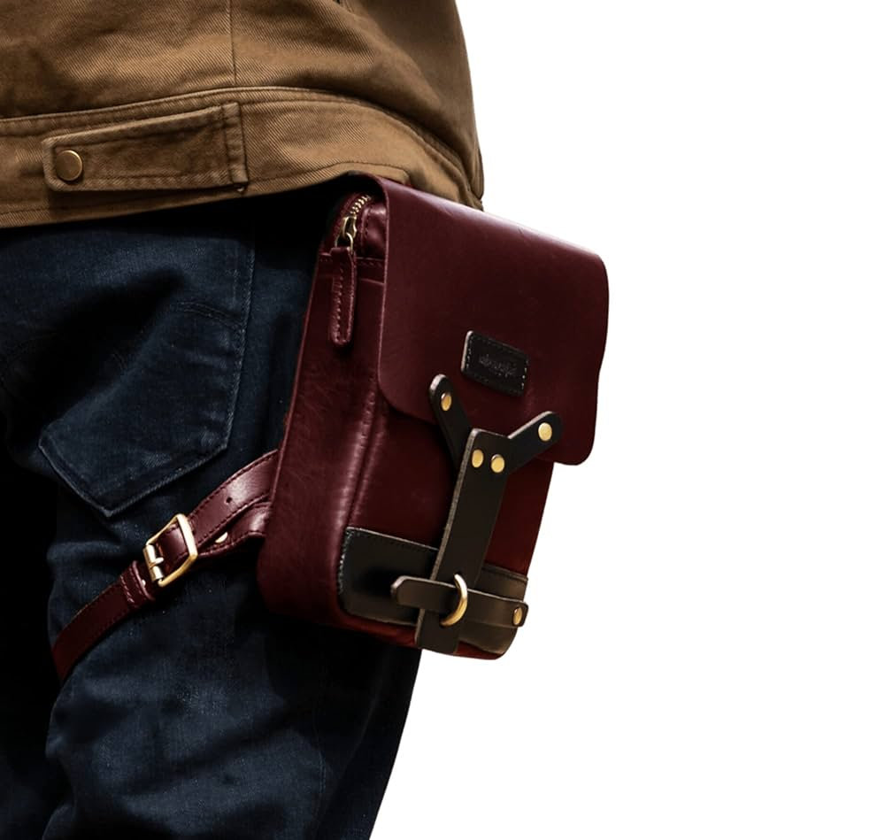 sac de jambe moto trip machine brown cherry
