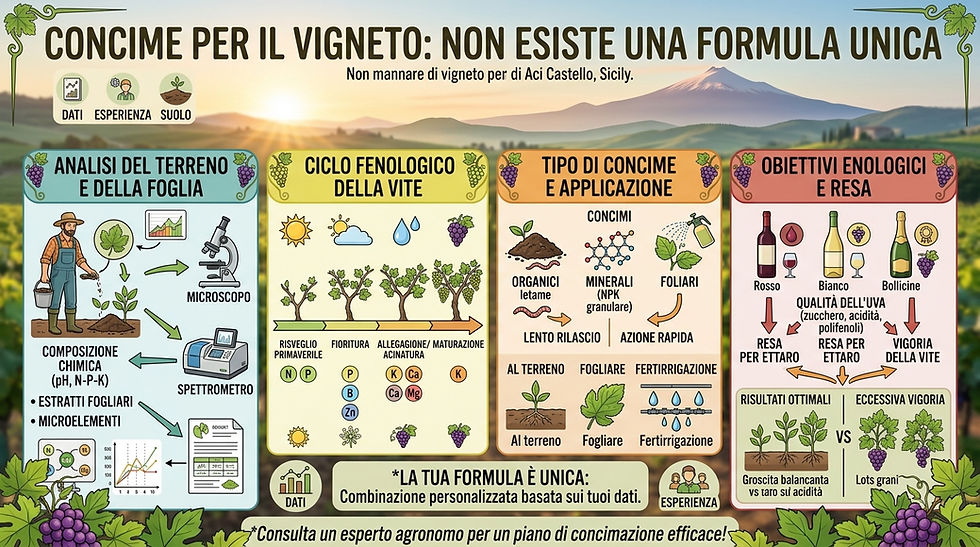PILLOLE DI VITICOLTURA: CONCIME PER IL VIGNETO: NON ESISTE UNA FORMULA UNICA