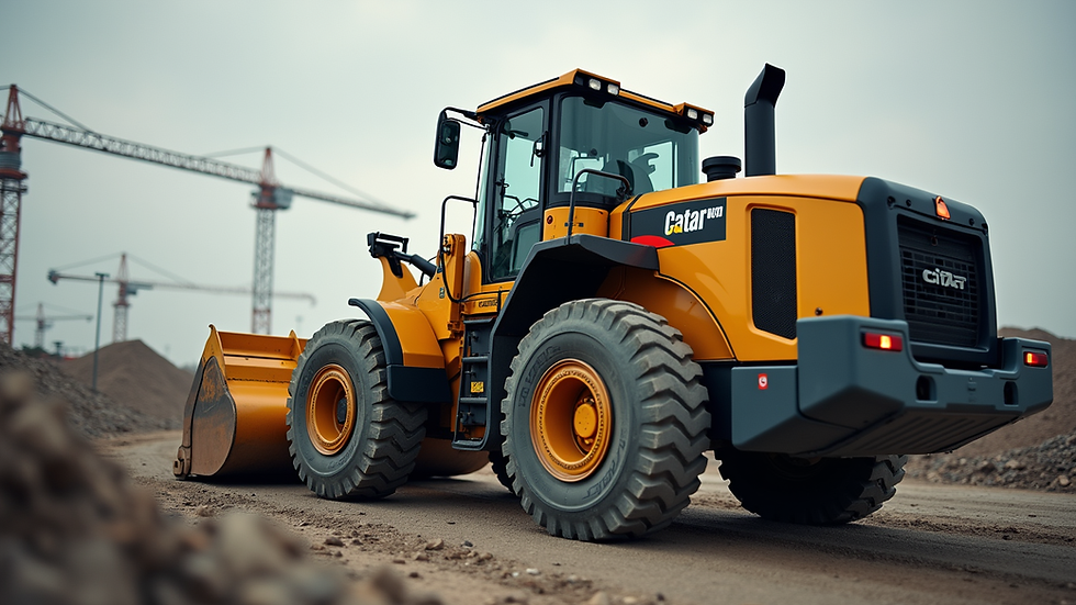 Eye-level view of a heavy construction machine parked on a construction site