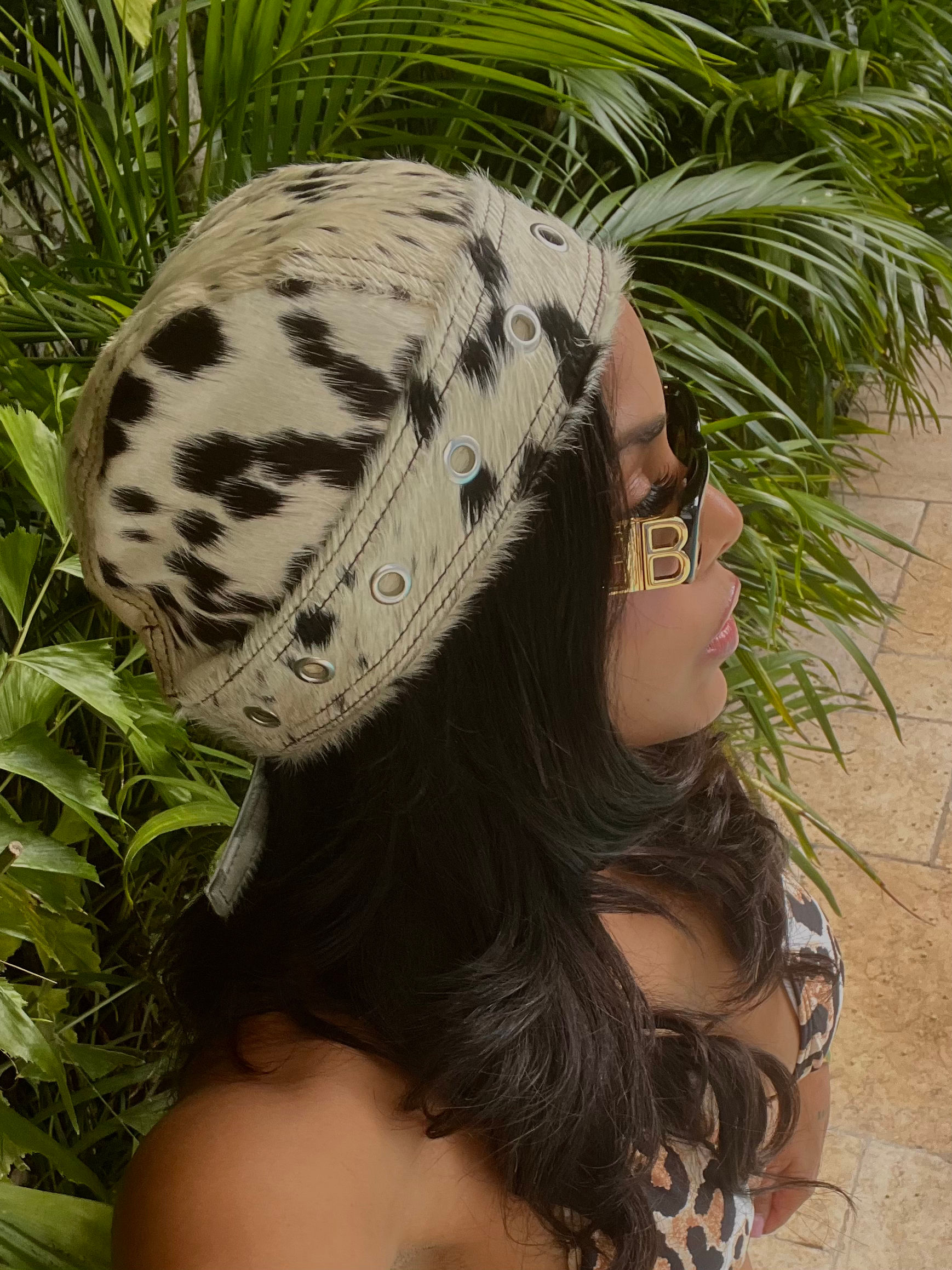 multi-cowhide insho scarf hat