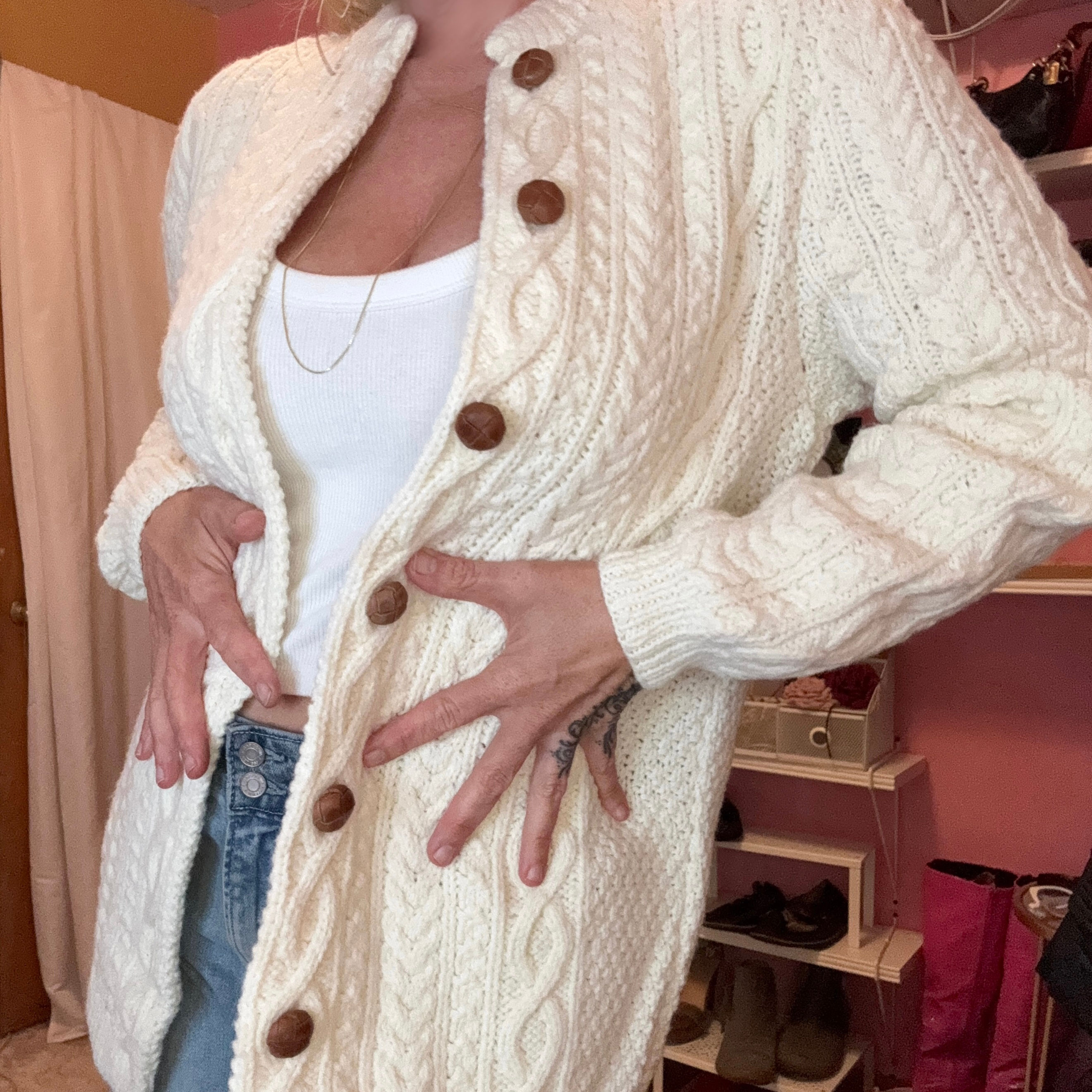 Vintage Cable Knit Cardigan 