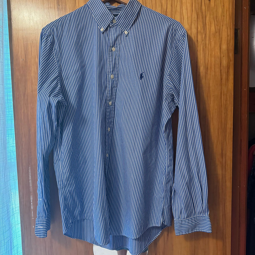 Thumbnail: Ralph Lauren blue/white striped button-down shirt