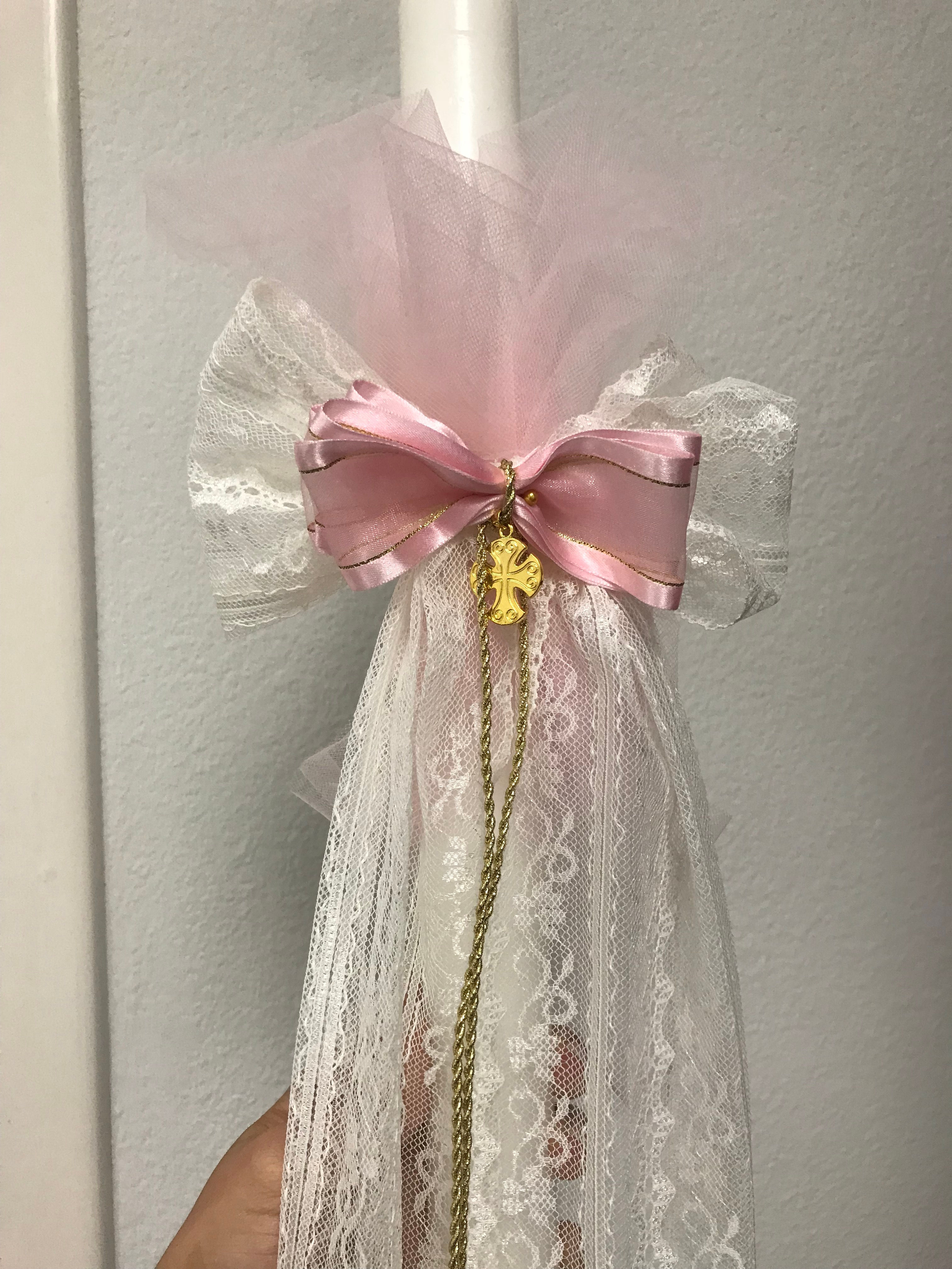 Pink and Gold Ribbon with Lace