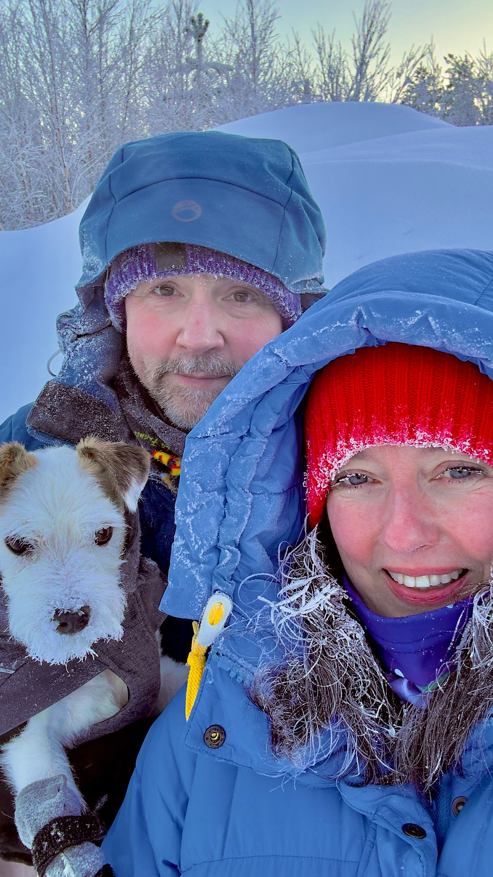 Our family with frost on our faces