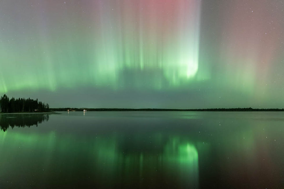 Northern Lights reflection in the lake