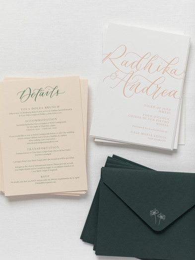 CALLIGRAPHY LETTERPRESS PRINTED WEDDING INVITATIONS
