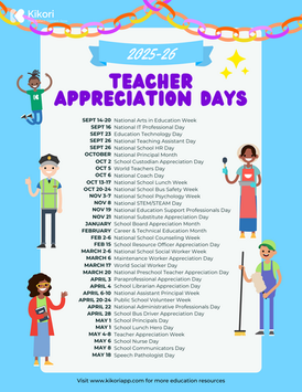 US Teacher Appreciation Day 2025​ -2026 Calendar