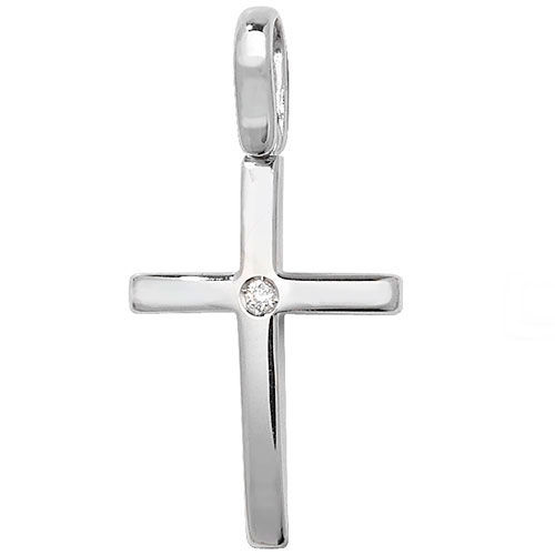 SILVER 0.03CT DIAMOND SET CROSS PENDANT