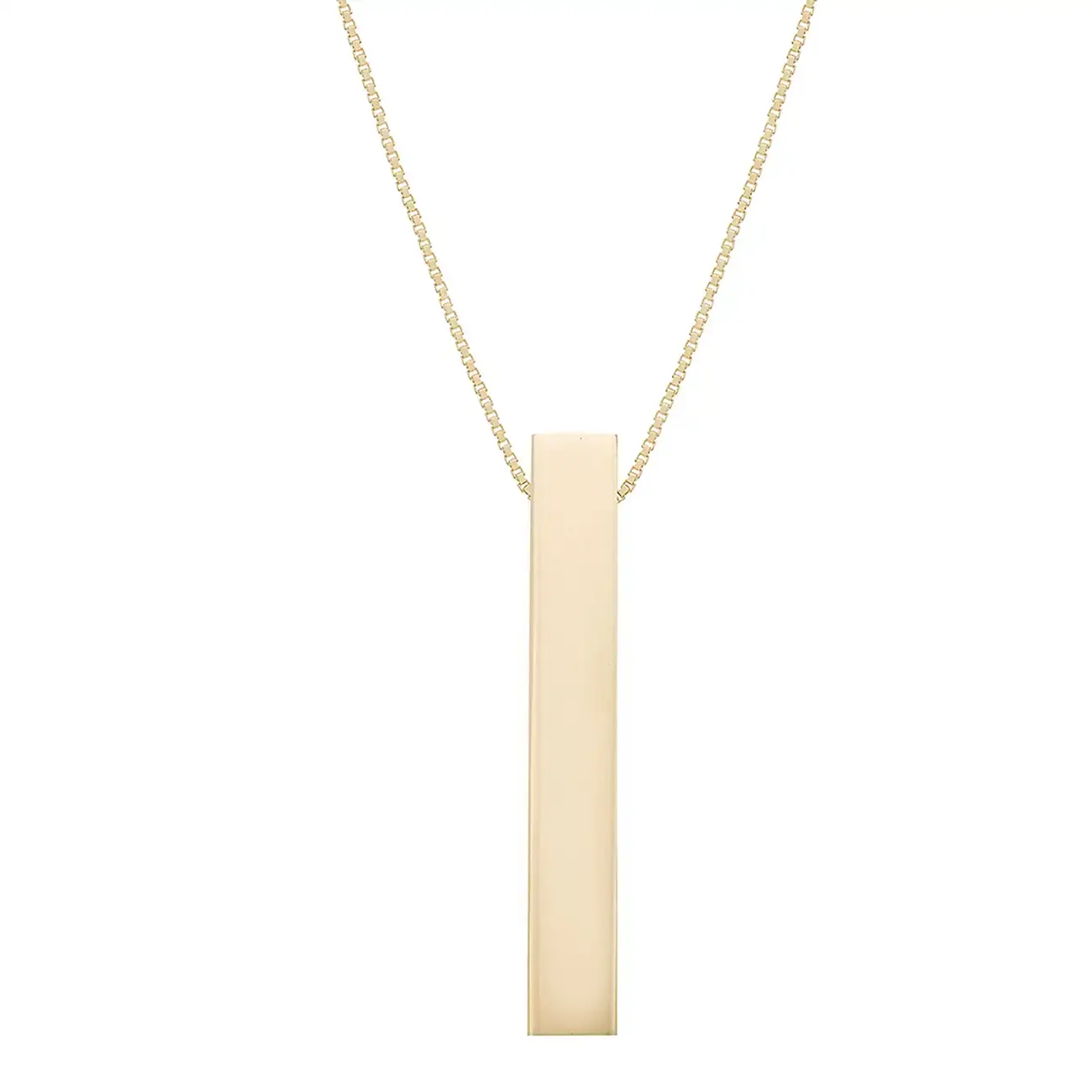 9CT YELLOW GOLD 5MM X 32MM VERTICAL RECTANGULAR ADJUSTABLE NECKLACE