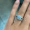 Thumbnail: Silver CZ Halo Solitaire & Shaped Band Ring Set
