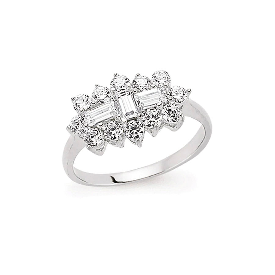 Silver CZ Boat Cluster Ring