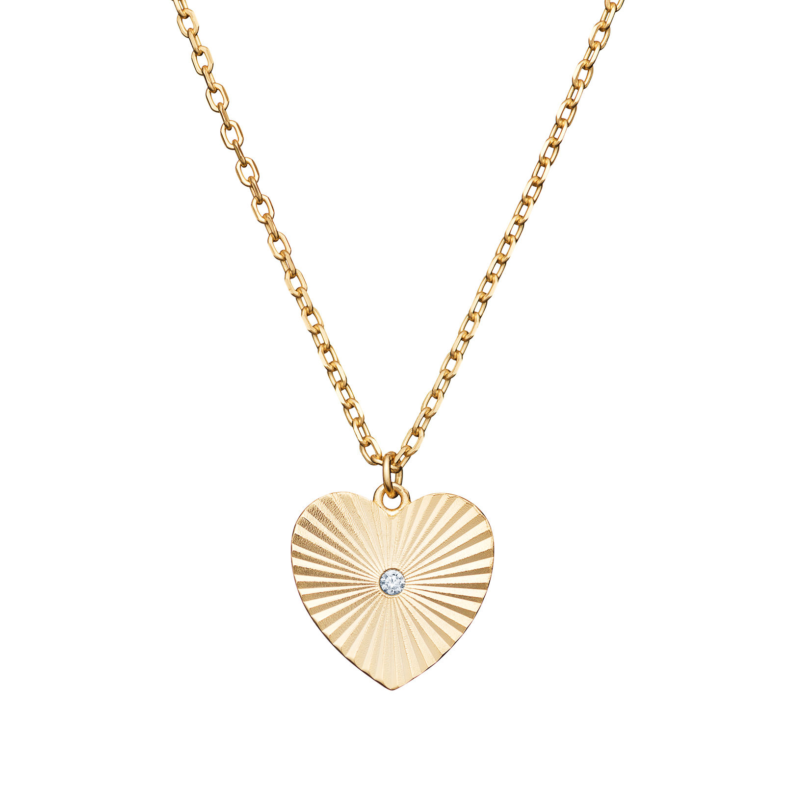 Sterling Silver Gold Plated CZ Heart Necklace