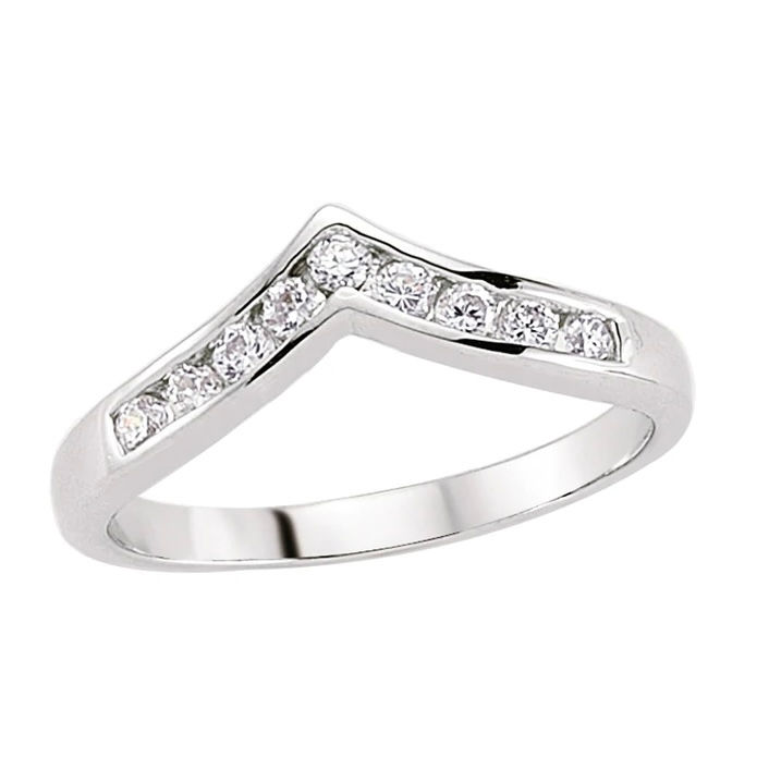 Silver CZ  Wishbone Band