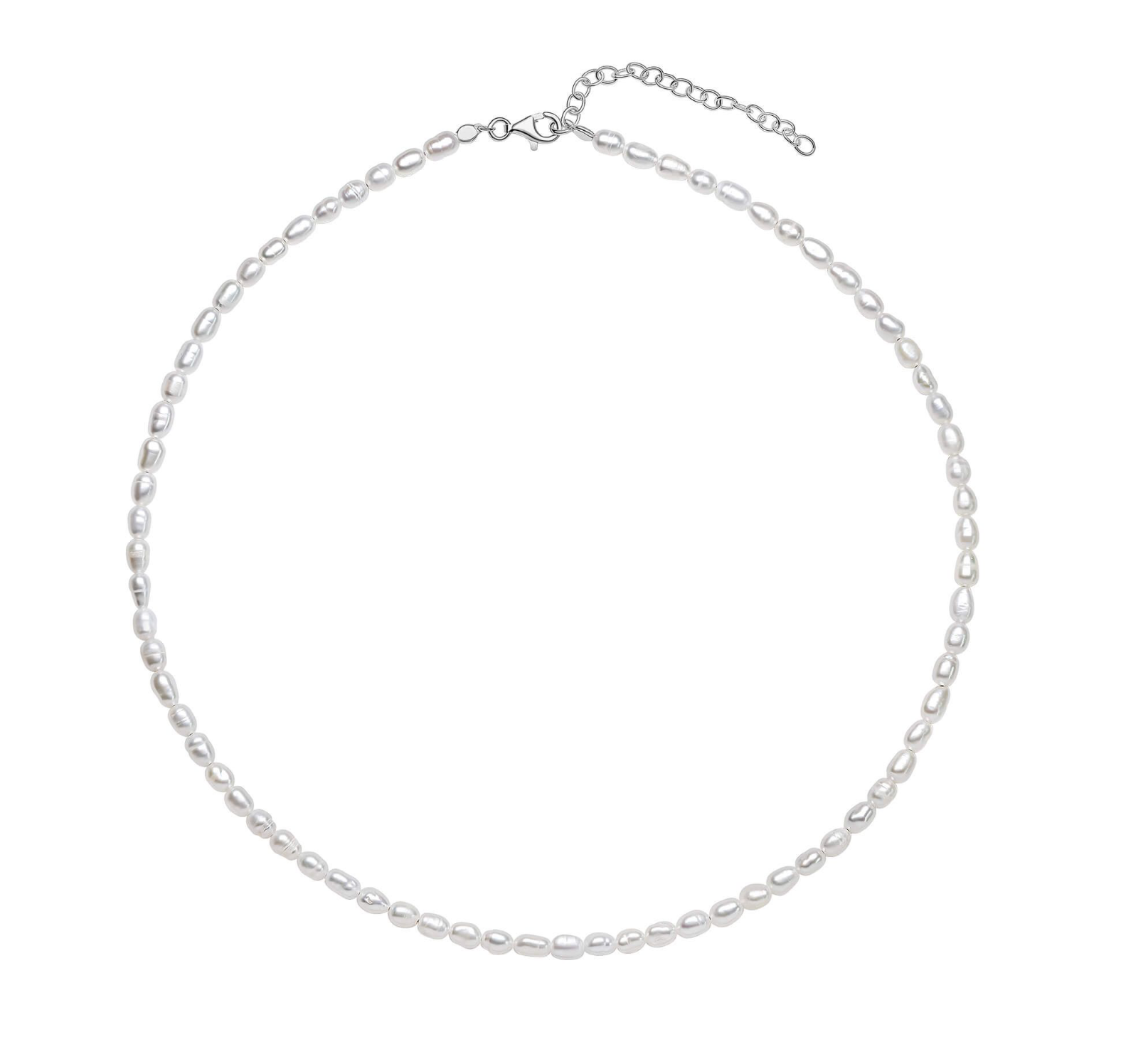 Sterling Silver Rice Pearl Necklace