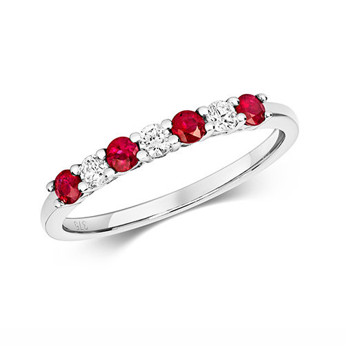 Thumbnail: 9CT GOLD DIAMOND BAND WITH EMERALD, SAPPHIRE OR RUBY
