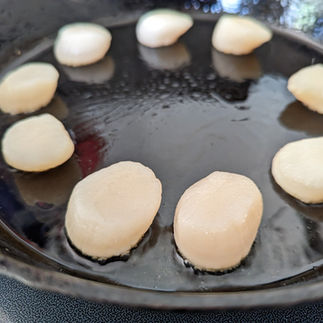 Searing Scallops, The Spirited Chef, British Columbia, Canada