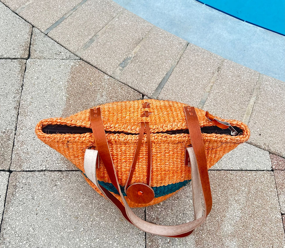 Thumbnail: Hand Made Sisal Bag with Zipper-Size 10"