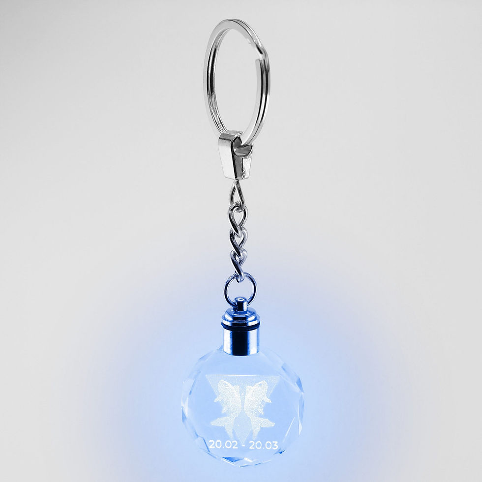 Miniaturbild: Fische Schlüsselanhänger mit blauer LED-Beleuchtung