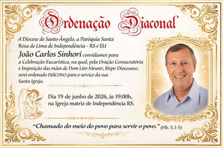Paróquia de Independência convida para Ordenação Diaconal