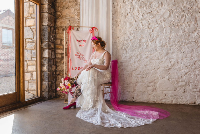 pink wedding, pink chair, summer wedding, summer flowers ,quirky, alternative, modern