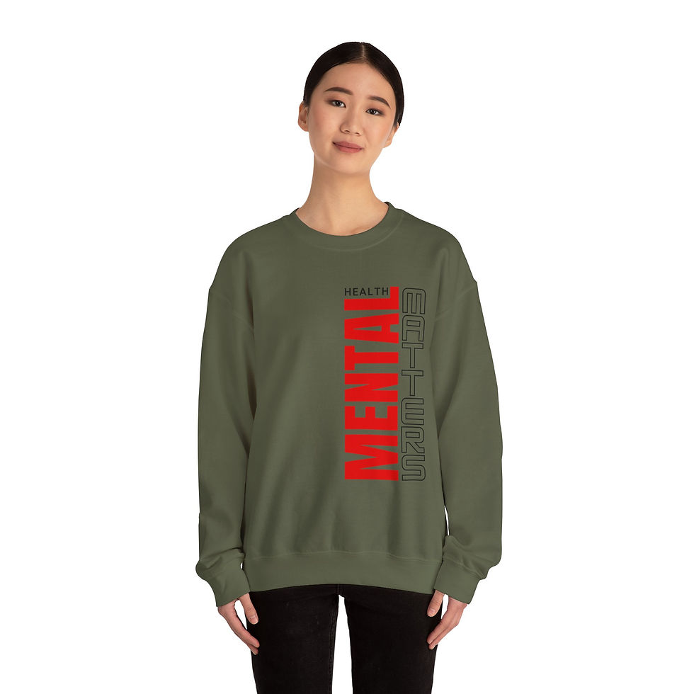Thumbnail: Mental Health Crewneck Sweatshirt — Vertical Red 'MENTAL' Graphic