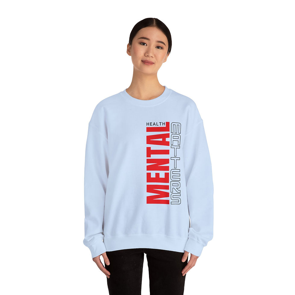 Thumbnail: Mental Health Crewneck Sweatshirt — Vertical Red 'MENTAL' Graphic