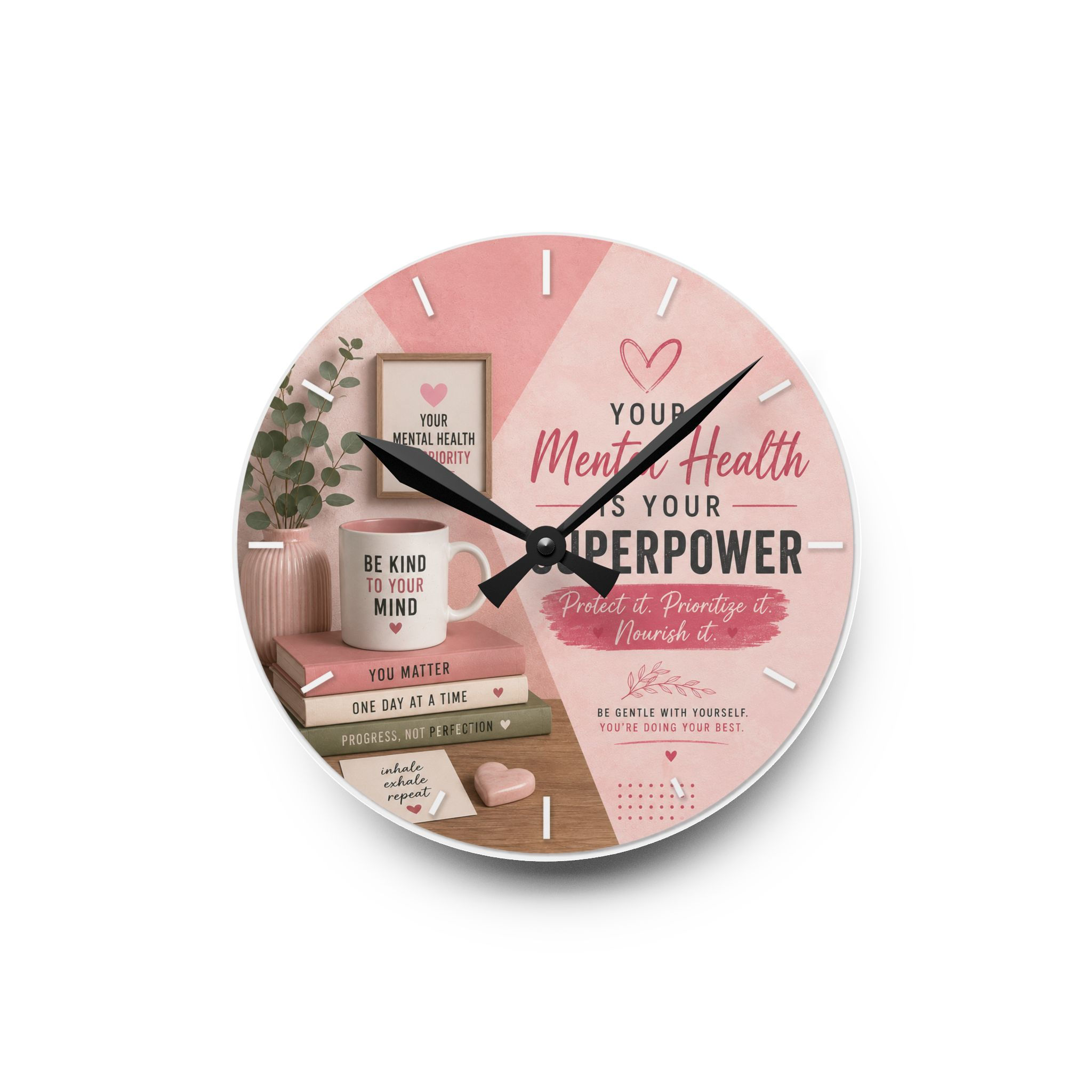 Acrylic Wall Clock — 'Your Mental Health Is Your Superpower'