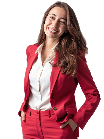 mulher de vermelho sorrindo - Fritz Corretora de Seguros em Santo Ângelo