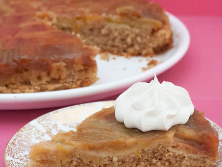 Vegan ginger and rhubarb upside down cake