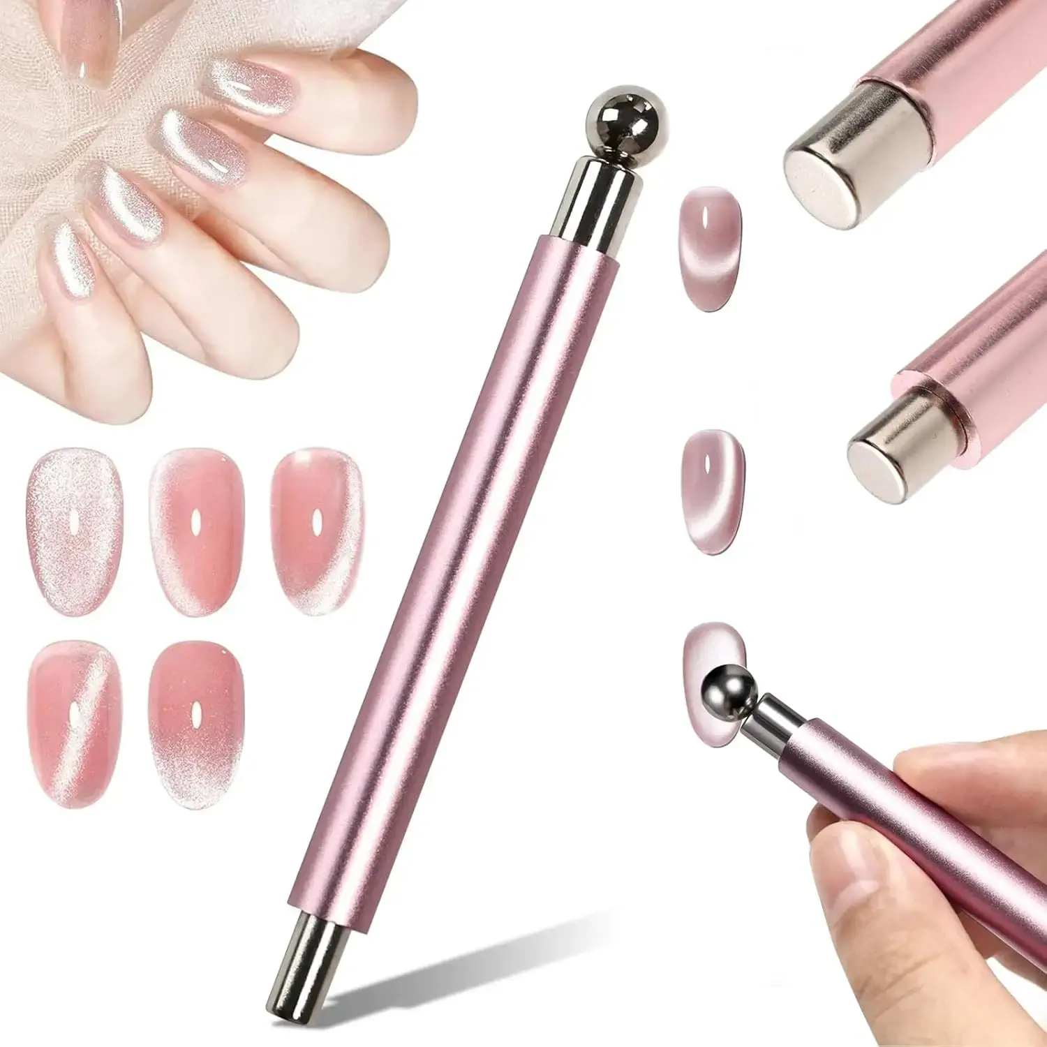LINMANDA 3 in 1 Dual Headed Cat Eye Nail Art Magnetic Stick Multifunctional Nail