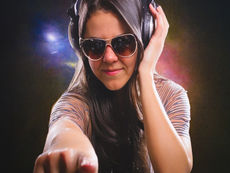Cover art of the single "Hey Mr. DJ, turn it up" by Miss Giulls