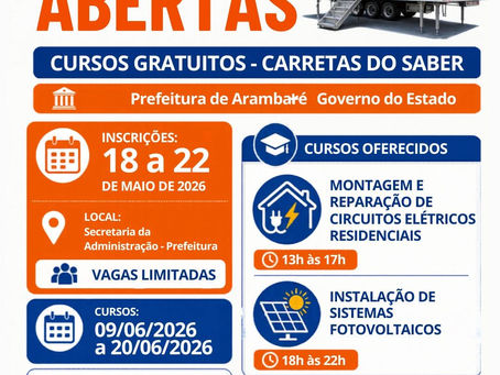 Prefeitura de Arambaré abre inscrições para cursos gratuitos de qualificação pelo Carretas do Saber